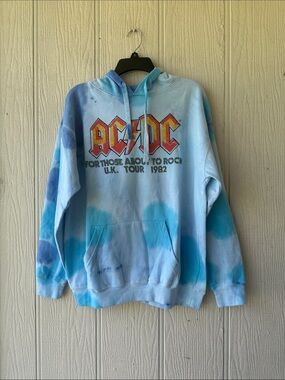 NWOT AC/DC Blue Tie-Dye Tour Pullover Hoodie